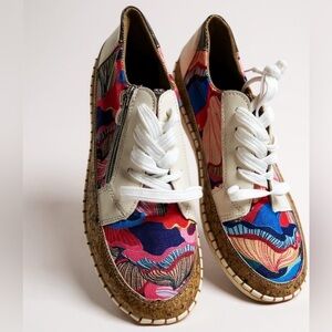 Colorful Patterned Cork Sneakers with White Laces